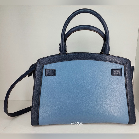 Michael Kors Karson Large Leather Satchel And Wallet Set *Denim/Navy* EUC - Picture 4 of 17